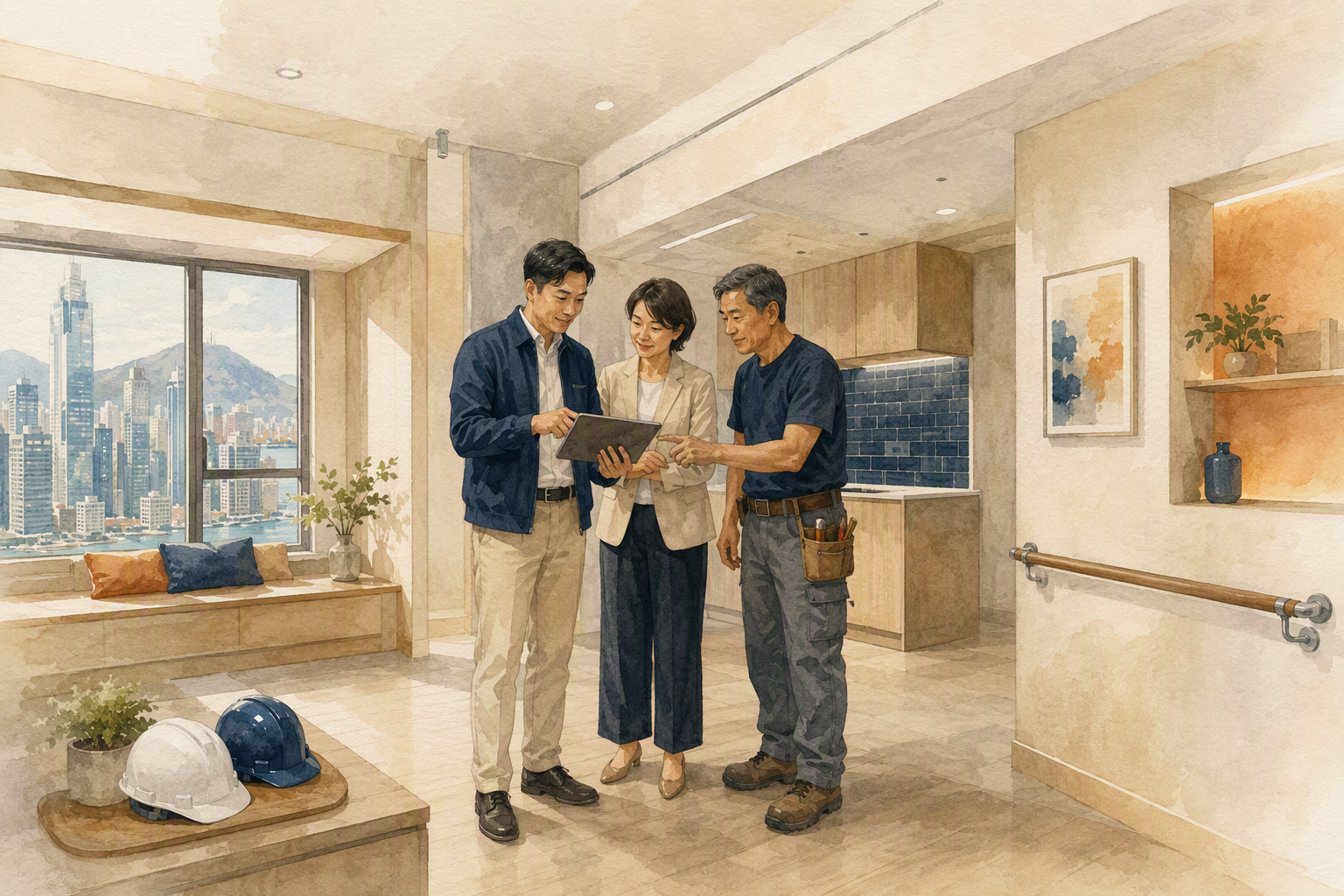 裝修團隊使用 HomeCraft 項目管理平台追蹤施工進度