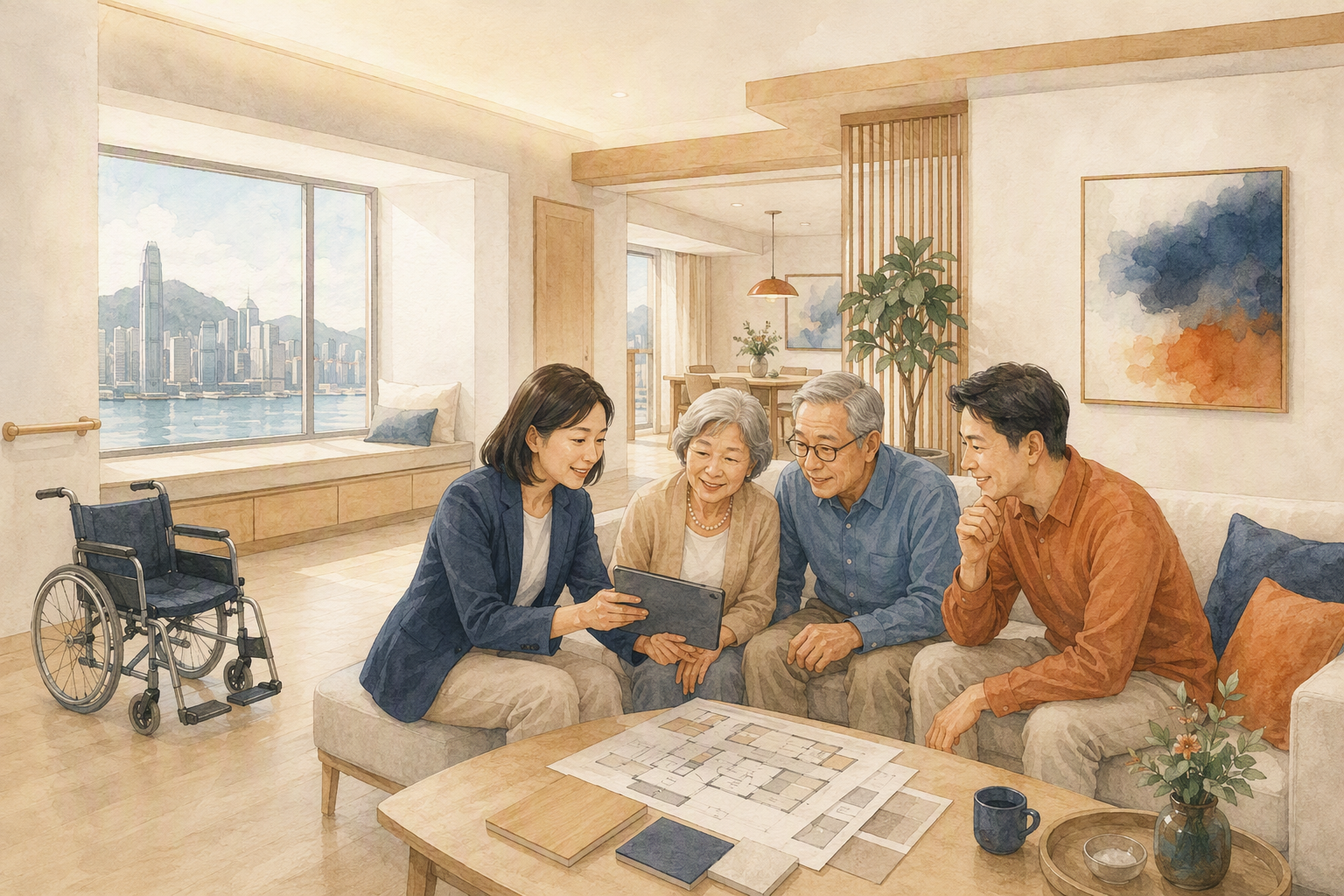 室內設計師與家庭檢視長者家居改裝設計